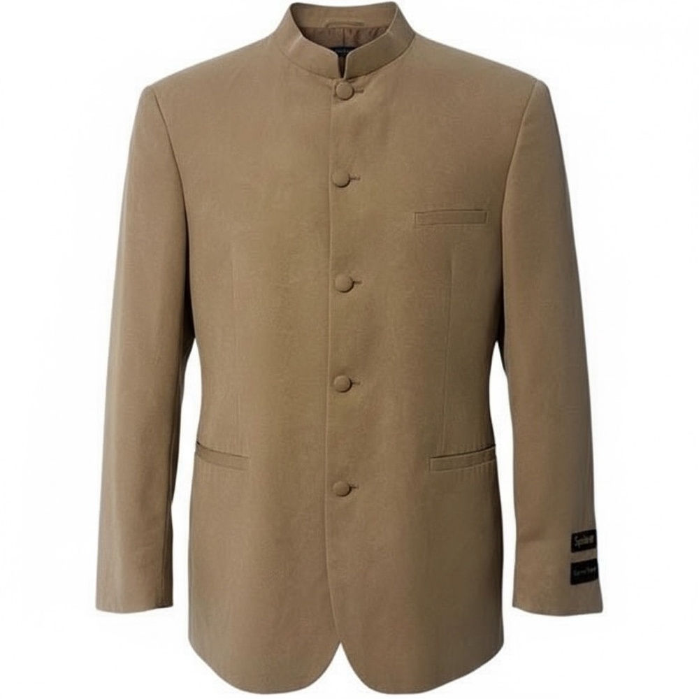 Gianni Vironi Mandarin Collar Super 100's 100% Fine‎ Polyester Blazer
